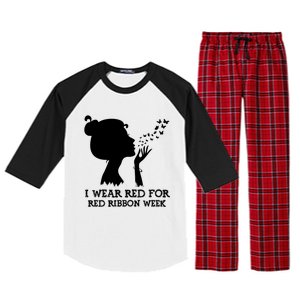 I Wear Red For Red Ribbon Week Awareness American Funny Gift Raglan Sleeve Pajama Set