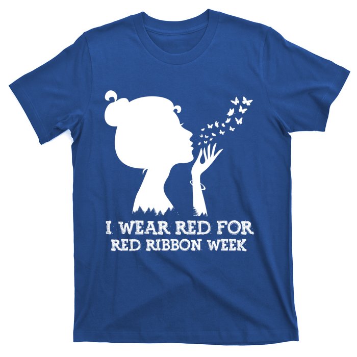 I Wear Red For Red Ribbon Week Awareness American Funny Gift T-Shirt