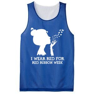 I Wear Red For Red Ribbon Week Awareness American Funny Gift Mesh Reversible Basketball Jersey Tank