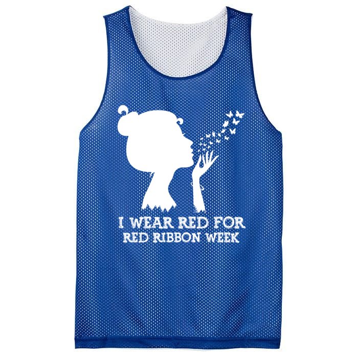 I Wear Red For Red Ribbon Week Awareness American Funny Gift Mesh Reversible Basketball Jersey Tank