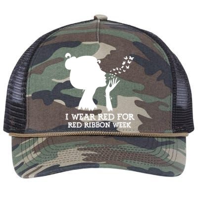 I Wear Red For Red Ribbon Week Awareness American Funny Gift Retro Rope Trucker Hat Cap