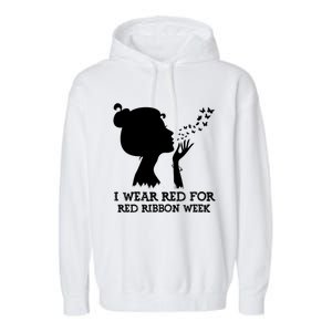 I Wear Red For Red Ribbon Week Awareness American Funny Gift Garment-Dyed Fleece Hoodie