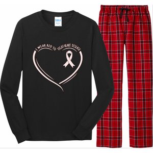 I Wear Red To Fight Heart Disease Awareness Survivor Graphic Great Gift Long Sleeve Pajama Set