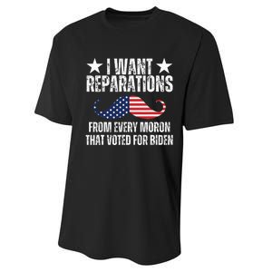 I Want Reparations From Every Moron That Voted For Biden Performance Sprint T-Shirt