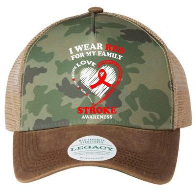 I Wear Red For My Family Stroke Awareness Legacy Tie Dye Trucker Hat