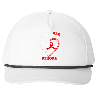 I Wear Red For My Family Stroke Awareness Snapback Five-Panel Rope Hat