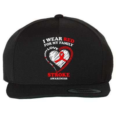 I Wear Red For My Family Stroke Awareness Wool Snapback Cap