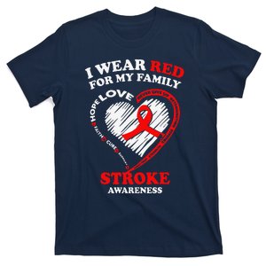 I Wear Red For My Family Stroke Awareness T-Shirt