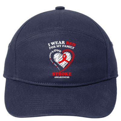 I Wear Red For My Family Stroke Awareness 7-Panel Snapback Hat