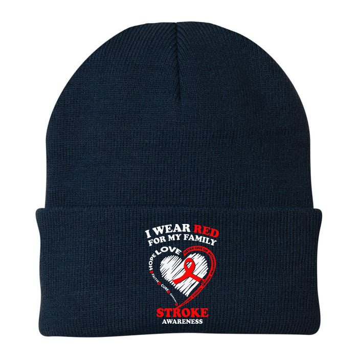 I Wear Red For My Family Stroke Awareness Knit Cap Winter Beanie