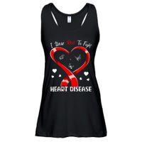 I Wear Red To Fight Heart Disease Awareness CHD Gifts Ribbon Ladies Essential Flowy Tank