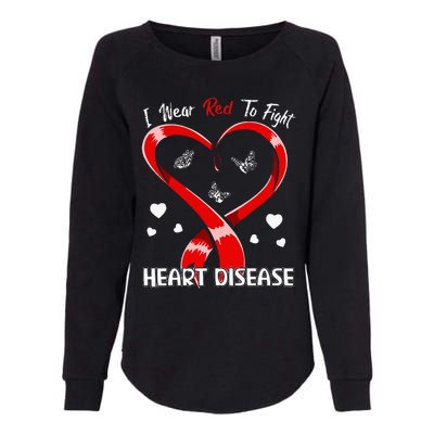 I Wear Red To Fight Heart Disease Awareness CHD Gifts Ribbon Womens California Wash Sweatshirt