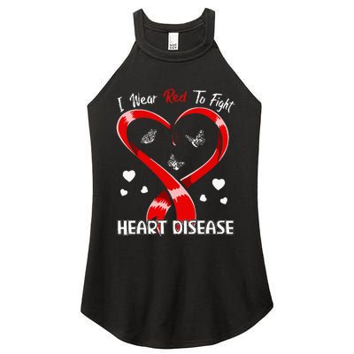 I Wear Red To Fight Heart Disease Awareness CHD Gifts Ribbon Women's Perfect Tri Rocker Tank