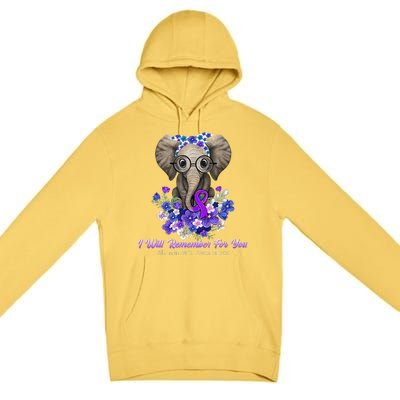 I Will Remember For You Purple Ribbon Alzheimers Awareness Premium Pullover Hoodie