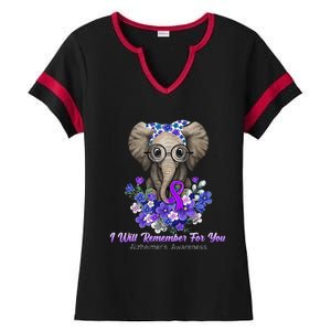 I Will Remember For You Purple Ribbon Alzheimers Awareness Ladies Halftime Notch Neck Tee