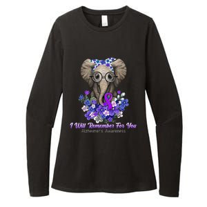 I Will Remember For You Purple Ribbon Alzheimers Awareness Womens CVC Long Sleeve Shirt