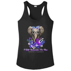 I Will Remember For You Purple Ribbon Alzheimers Awareness Ladies PosiCharge Competitor Racerback Tank