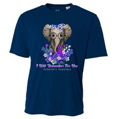 I Will Remember For You Purple Ribbon Alzheimers Awareness Cooling Performance Crew T-Shirt