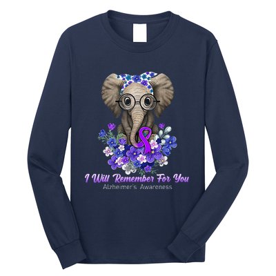 I Will Remember For You Purple Ribbon Alzheimers Awareness Long Sleeve Shirt