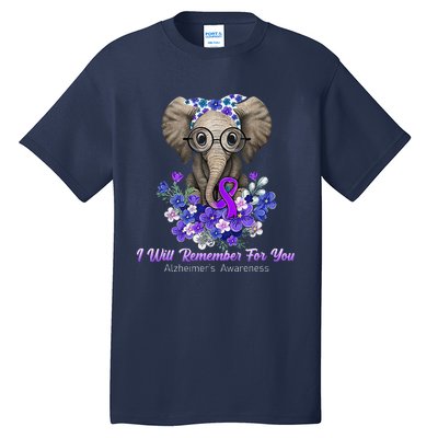 I Will Remember For You Purple Ribbon Alzheimers Awareness Tall T-Shirt