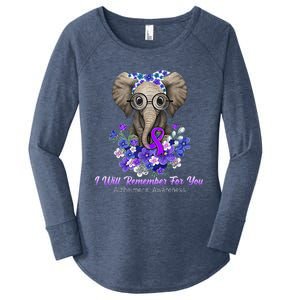 I Will Remember For You Purple Ribbon Alzheimers Awareness Women's Perfect Tri Tunic Long Sleeve Shirt