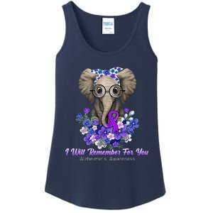 I Will Remember For You Purple Ribbon Alzheimers Awareness Ladies Essential Tank