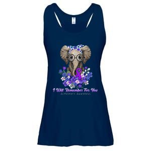 I Will Remember For You Purple Ribbon Alzheimers Awareness Ladies Essential Flowy Tank