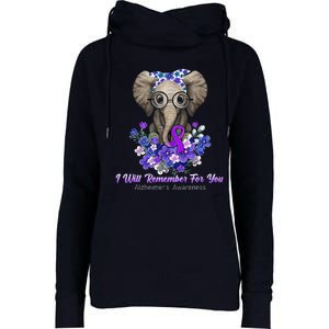 I Will Remember For You Purple Ribbon Alzheimers Awareness Womens Funnel Neck Pullover Hood