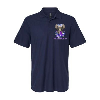 I Will Remember For You Purple Ribbon Alzheimers Awareness Softstyle Adult Sport Polo