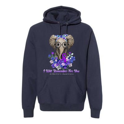 I Will Remember For You Purple Ribbon Alzheimers Awareness Premium Hoodie