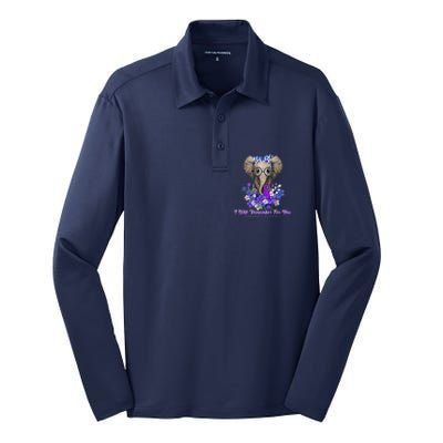 I Will Remember For You Purple Ribbon Alzheimers Awareness Silk Touch Performance Long Sleeve Polo