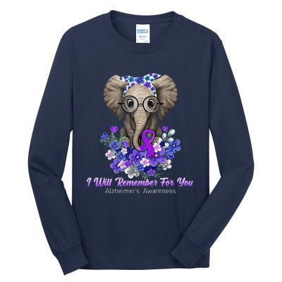 I Will Remember For You Purple Ribbon Alzheimers Awareness Tall Long Sleeve T-Shirt