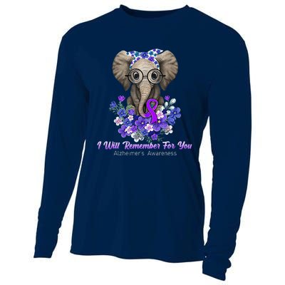 I Will Remember For You Purple Ribbon Alzheimers Awareness Cooling Performance Long Sleeve Crew