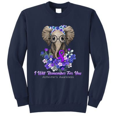 I Will Remember For You Purple Ribbon Alzheimers Awareness Tall Sweatshirt