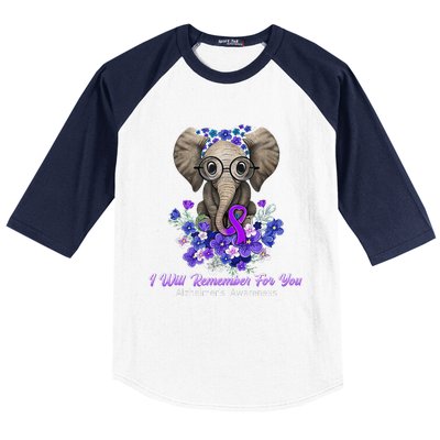 I Will Remember For You Purple Ribbon Alzheimers Awareness Baseball Sleeve Shirt