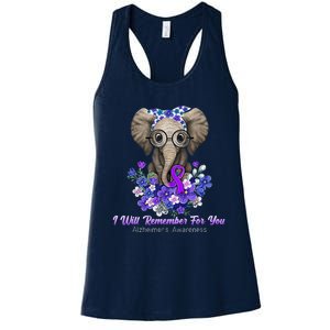 I Will Remember For You Purple Ribbon Alzheimers Awareness Women's Racerback Tank