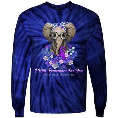 I Will Remember For You Purple Ribbon Alzheimers Awareness Tie-Dye Long Sleeve Shirt