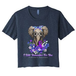 I Will Remember For You Purple Ribbon Alzheimers Awareness Women's Crop Top Tee