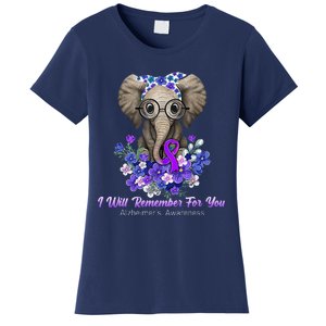 I Will Remember For You Purple Ribbon Alzheimers Awareness Women's T-Shirt