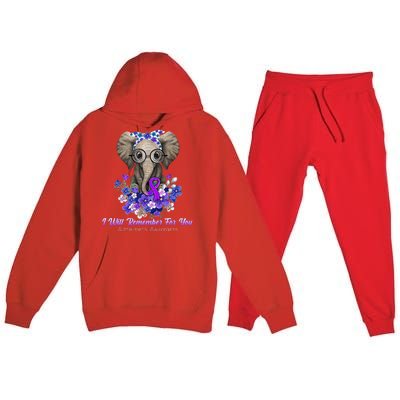 I Will Remember For You Purple Ribbon Alzheimers Awareness Premium Hooded Sweatsuit Set