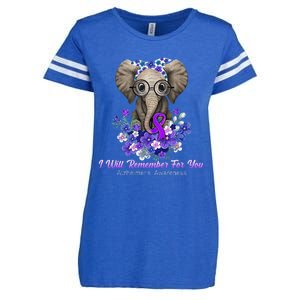 I Will Remember For You Purple Ribbon Alzheimers Awareness Enza Ladies Jersey Football T-Shirt