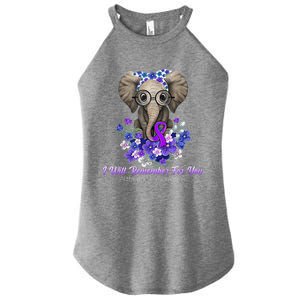 I Will Remember For You Purple Ribbon Alzheimers Awareness Women's Perfect Tri Rocker Tank