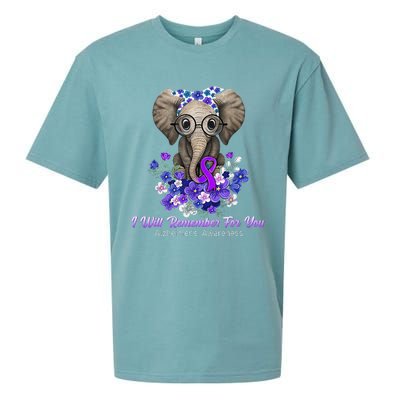 I Will Remember For You Purple Ribbon Alzheimers Awareness Sueded Cloud Jersey T-Shirt