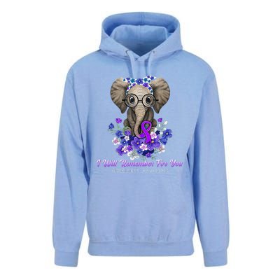 I Will Remember For You Purple Ribbon Alzheimers Awareness Unisex Surf Hoodie