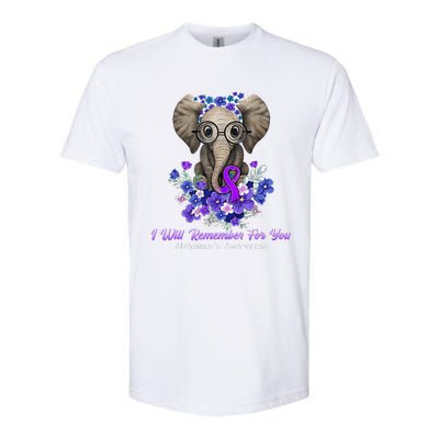 I Will Remember For You Purple Ribbon Alzheimers Awareness Softstyle CVC T-Shirt