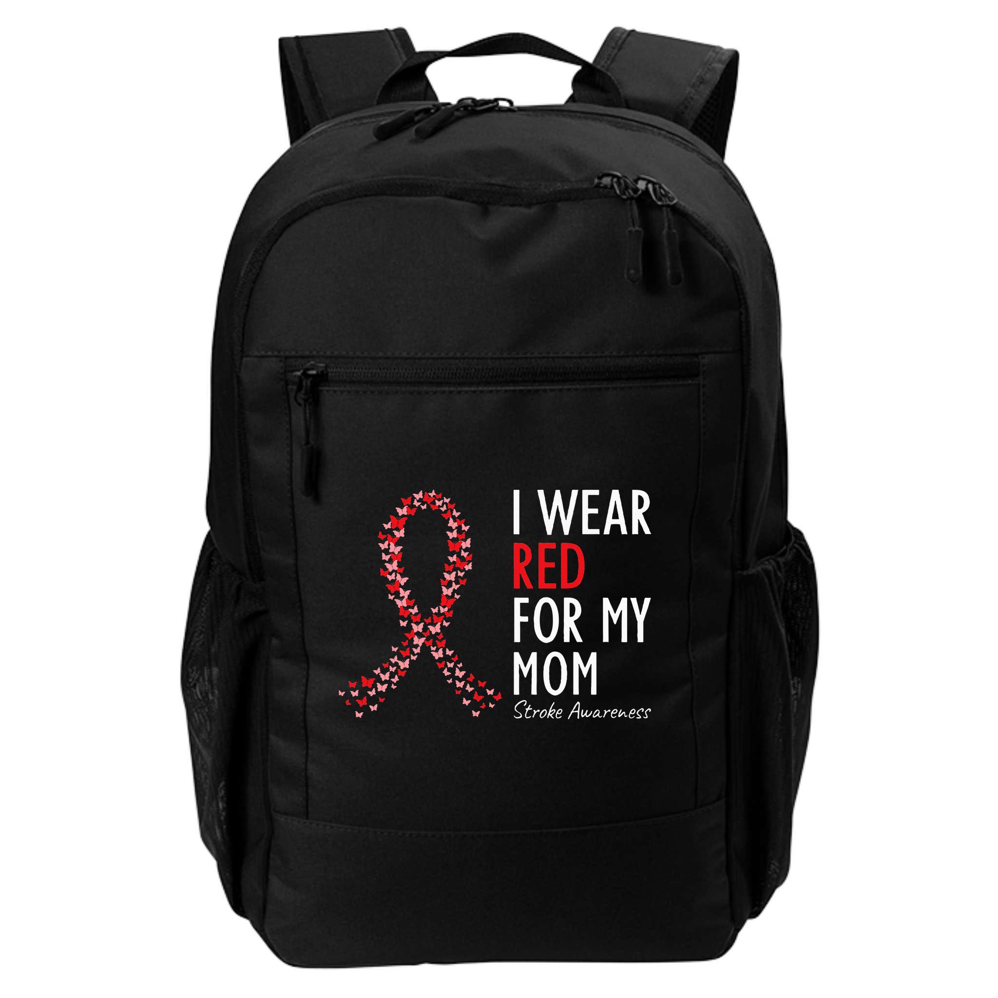 I Wear Red For My Mom Stroke Awareness Survivor Warrior Backpack