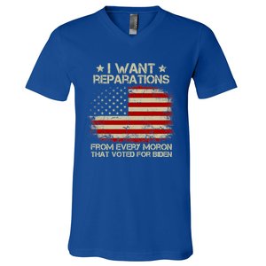 I Want Reparations From Every Moron That Voted For Biden Meaningful Gift V-Neck T-Shirt