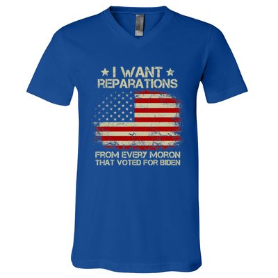 I Want Reparations From Every Moron That Voted For Biden Meaningful Gift V-Neck T-Shirt