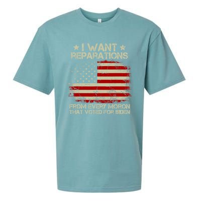 I Want Reparations From Every Moron That Voted For Biden Meaningful Gift Sueded Cloud Jersey T-Shirt