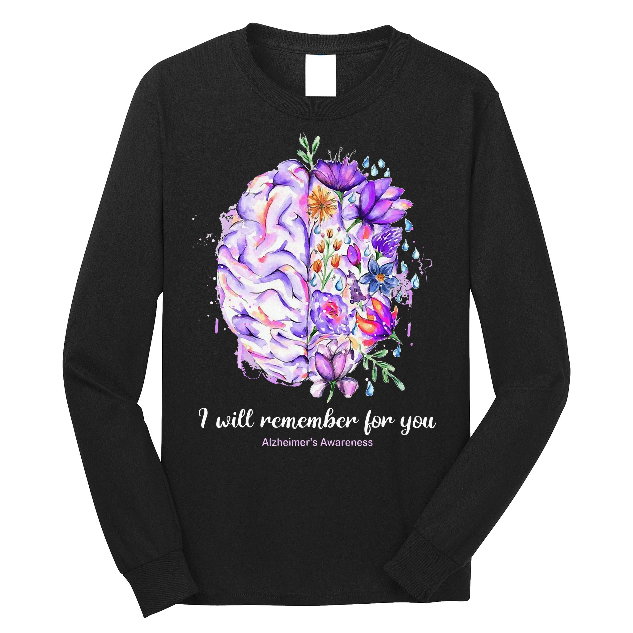 I Will Remember For You Brain Alzheimer's Awareness Long Sleeve Shirt